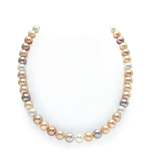 THE PEARL SOURCE 14K Gold 9-10mm AAAA Quality White Freshwater Cultured Pearl Necklace for Women in 17 Princess Length